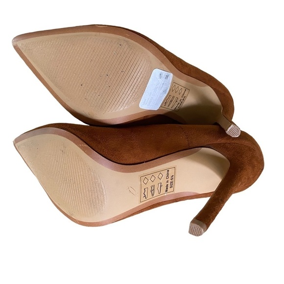 SUEDE POINTED TOE STILETTO Chestnut Color Women’s Size 5 1/2 LIKE NEW - Picture 3 of 14
